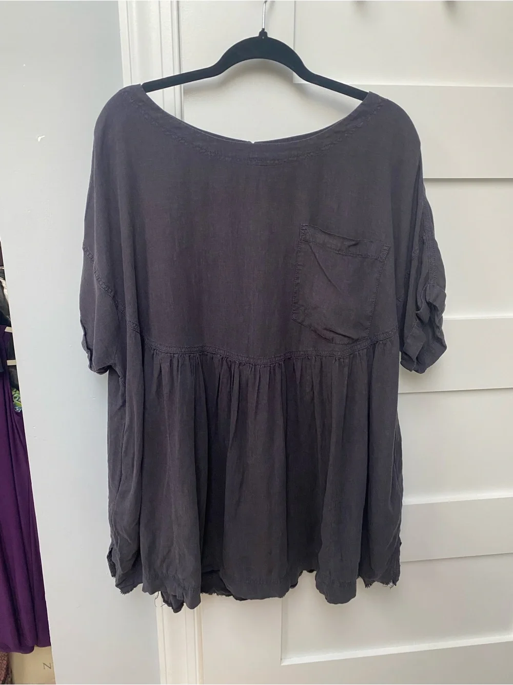 Free People moon city relaxed fit short sleeve gray blouse - Picture 4 of 10